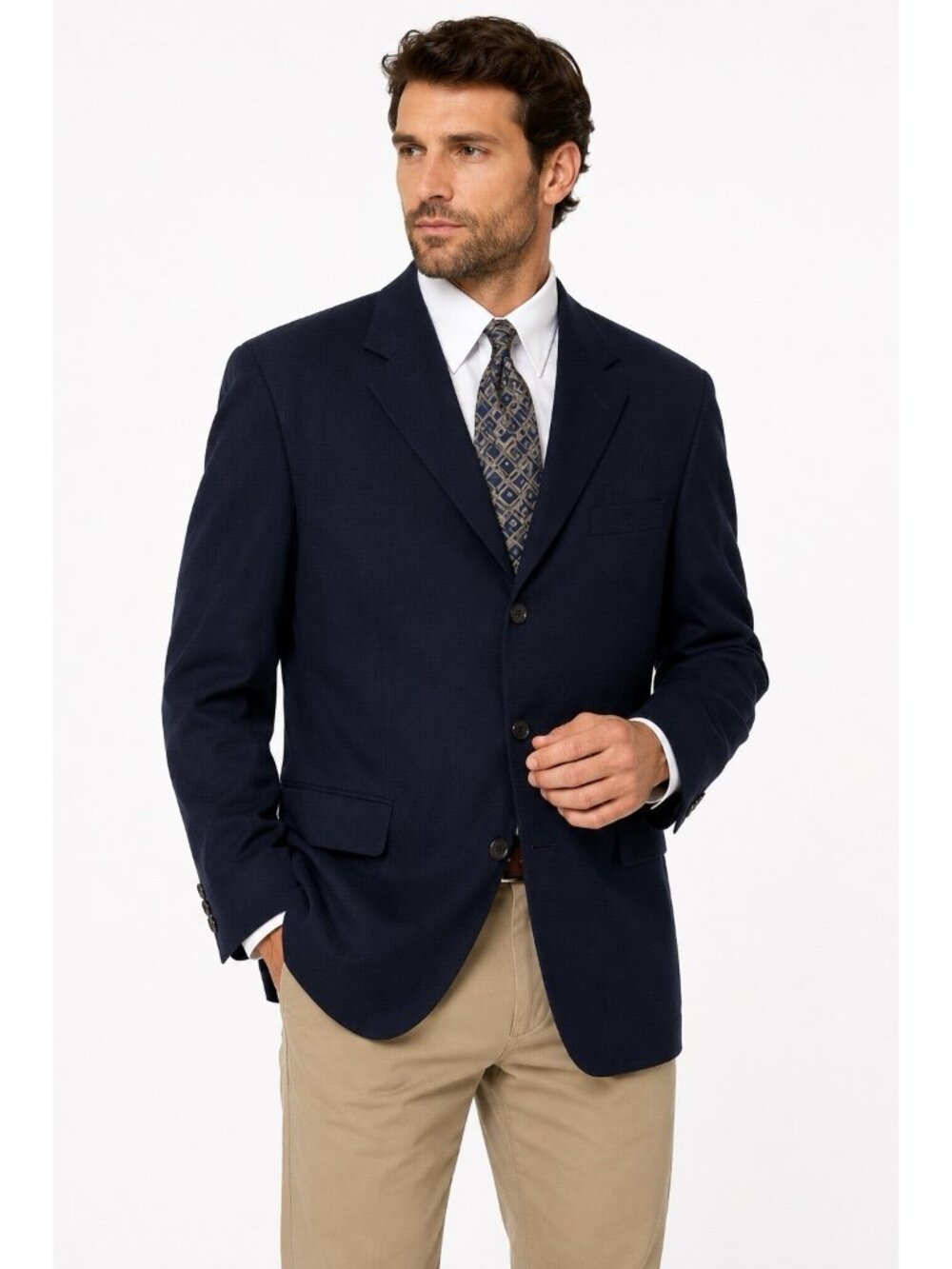 vintage 90s  SAMUELSOHN jacket blazer sport coat blue 46L wool cashmere business
